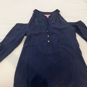 Lilly Pulitzer Navy Blue Cold Shoulder Blouse